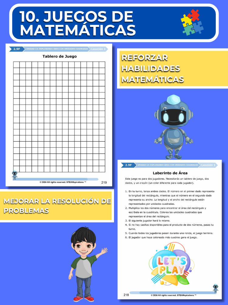¡Mathtástico! 2do Grado Unidad 13: Explorando Área Con Unidades Cuadradas- Libro Electrónico