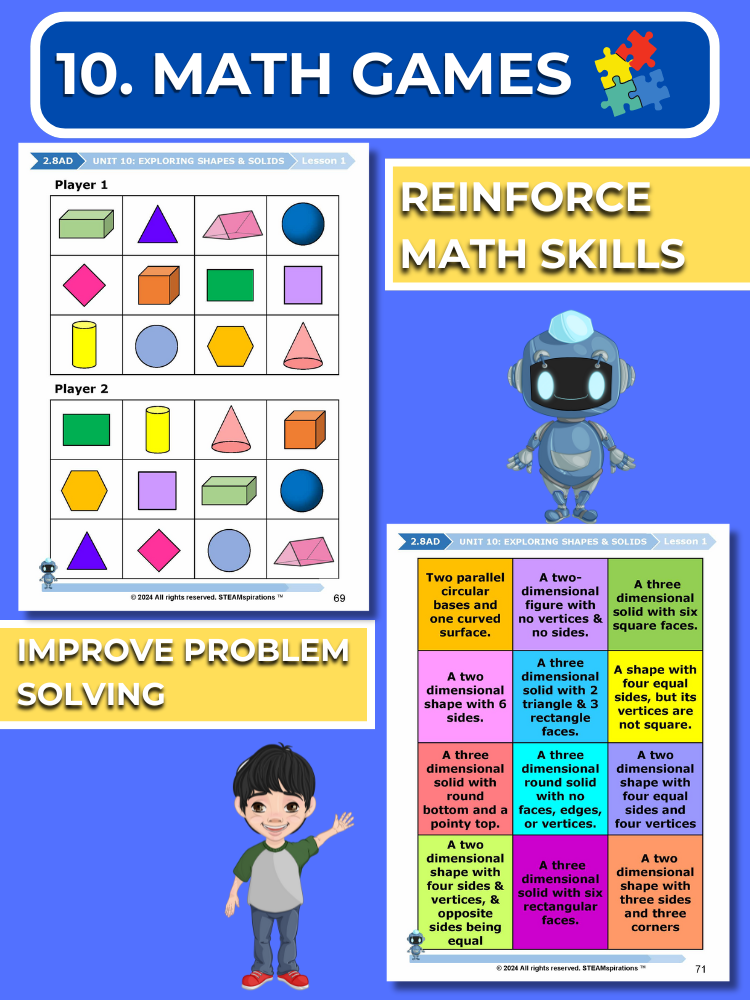 Mathtastico! 2nd Grade Math Bundle Unit 10 Exploring Shapes & Solids - E-Book
