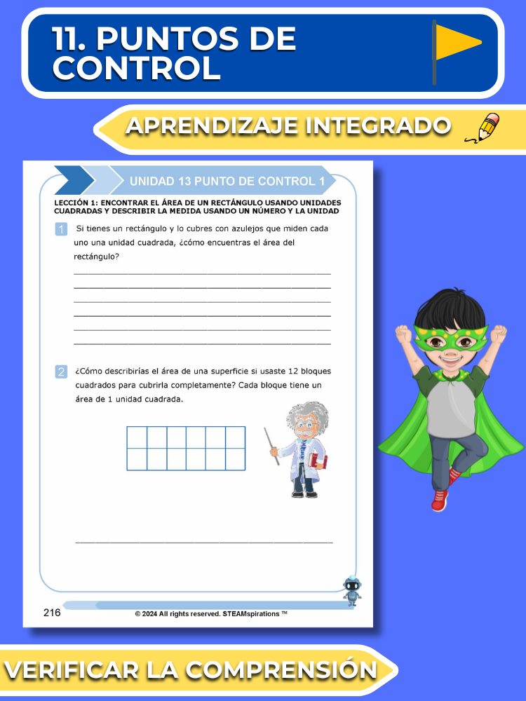 ¡Mathtástico! 2do Grado Unidad 13: Explorando Área Con Unidades Cuadradas- Libro Electrónico