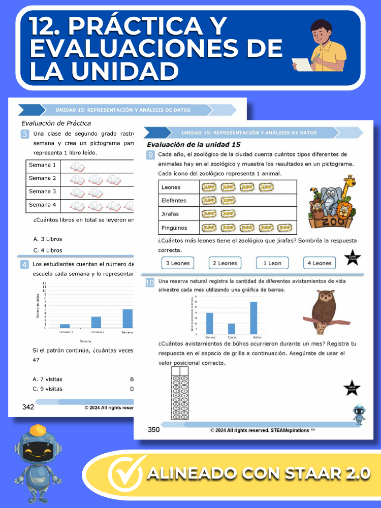 ¡Mathtástico! 2do Grado Unidad 15: Representación y Análisis De Datos- Libro Electrónico