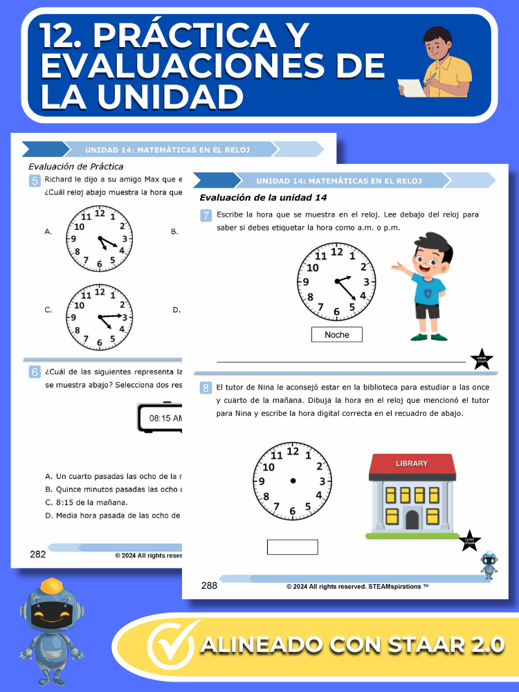 ¡Mathtástico! 2do Grado Unidad 14: Matemáticas En El Reloj - Libro Electrónico