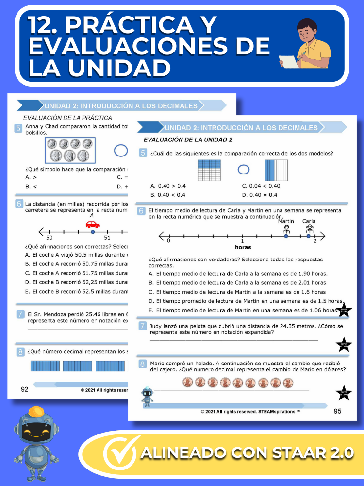 ¡Mathtástico! 4to Grado Unidad 2: INTRODUCCIÓN A LOS DECIMALES - Libro Electrónico
