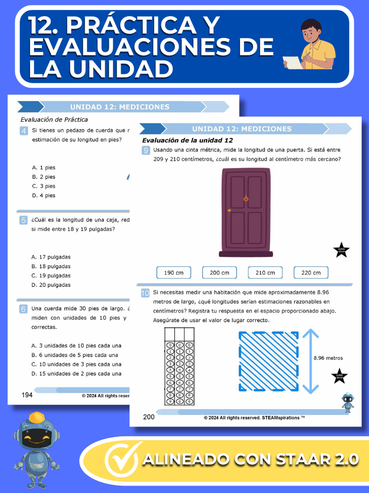 ¡Mathtástico! 2do Grado Unidad 12: Mediciones - Libro Electrónico