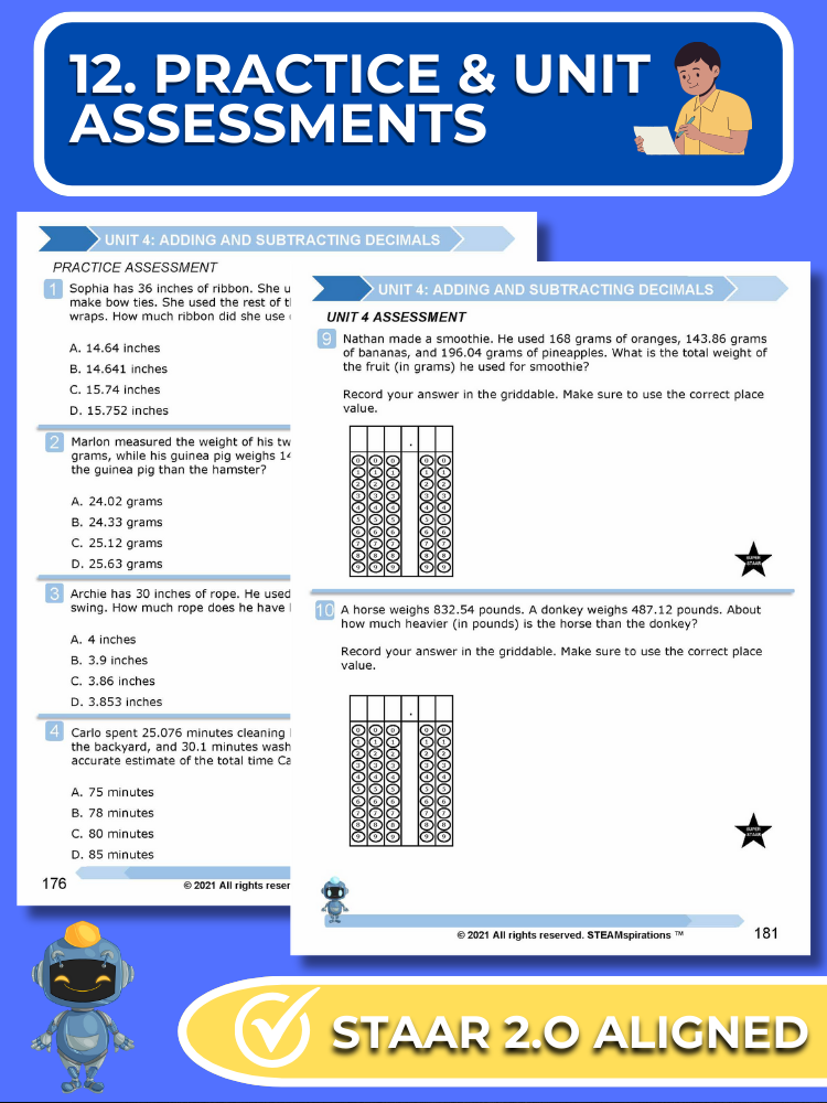 Mathtastico! 5th Grade Math Bundle Unit 4 Adding & Subtracting Decimals - E-Book