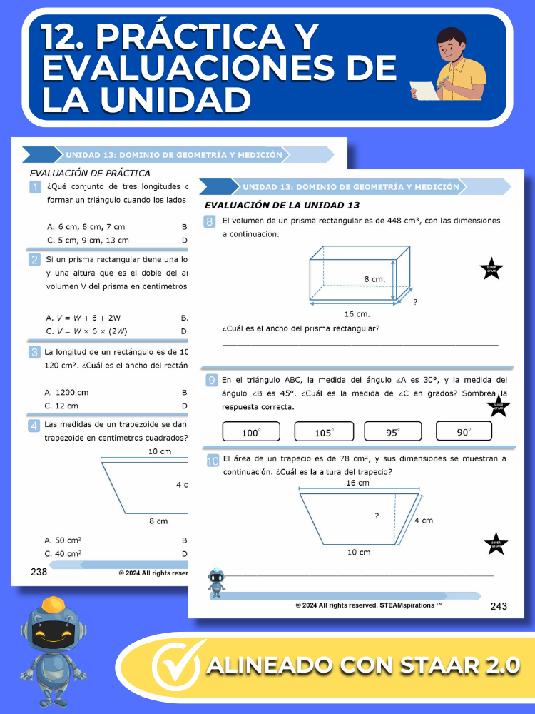 ¡Mathtástico! 6to Grado Unidad 13: Dominio de Geometría y Medición- Libro Electrónico