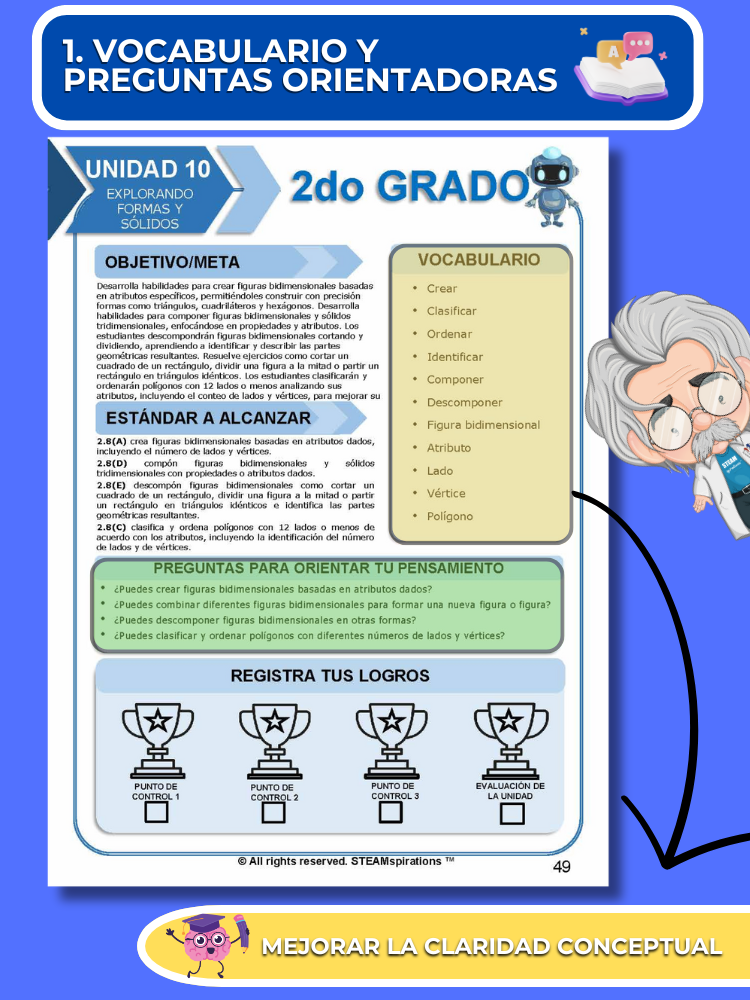 ¡Mathtástico! 2do Grado Unidad 10: Explorando Formas y Sólidos- Libro Electrónico
