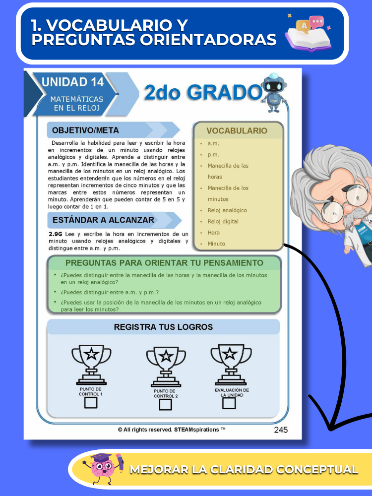 ¡Mathtástico! 2do Grado Unidad 14: Matemáticas En El Reloj - Libro Electrónico