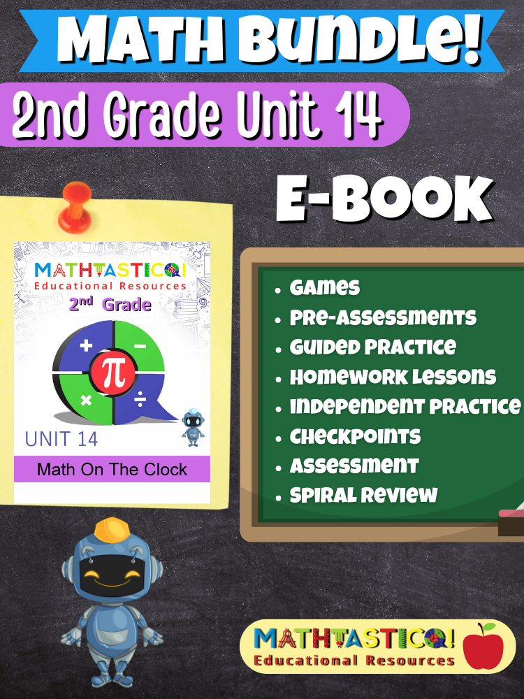 Mathtastico! 2nd Grade Math Bundle Unit 14 Math On The Clock - E-Book