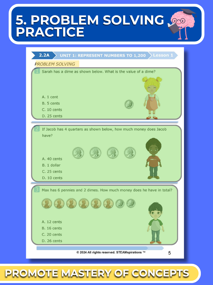 Mathtastico! 2nd Grade Math Bundle Unit 1 Represent Numbers To 1,200 - E-Book