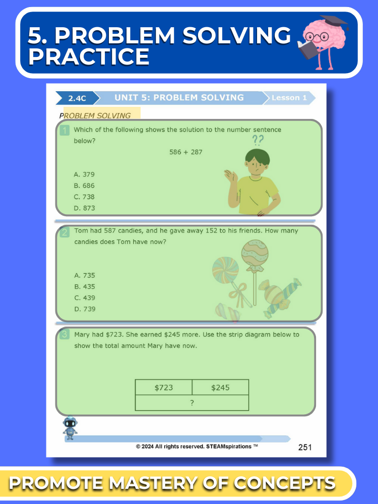 Mathtastico! 2nd Grade Math Bundle Unit 5 Problem Solving - E-Book