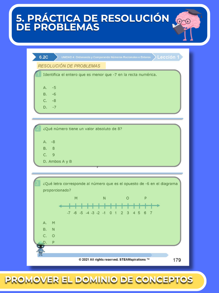 ¡Mathtástico! 6to Grado Unidad 4: Ordenando y Comparando Números Racionales e Enteros - Libro Electrónico
