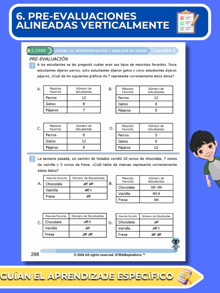 ¡Mathtástico! 2do Grado Unidad 15: Representación y Análisis De Datos- Libro Electrónico