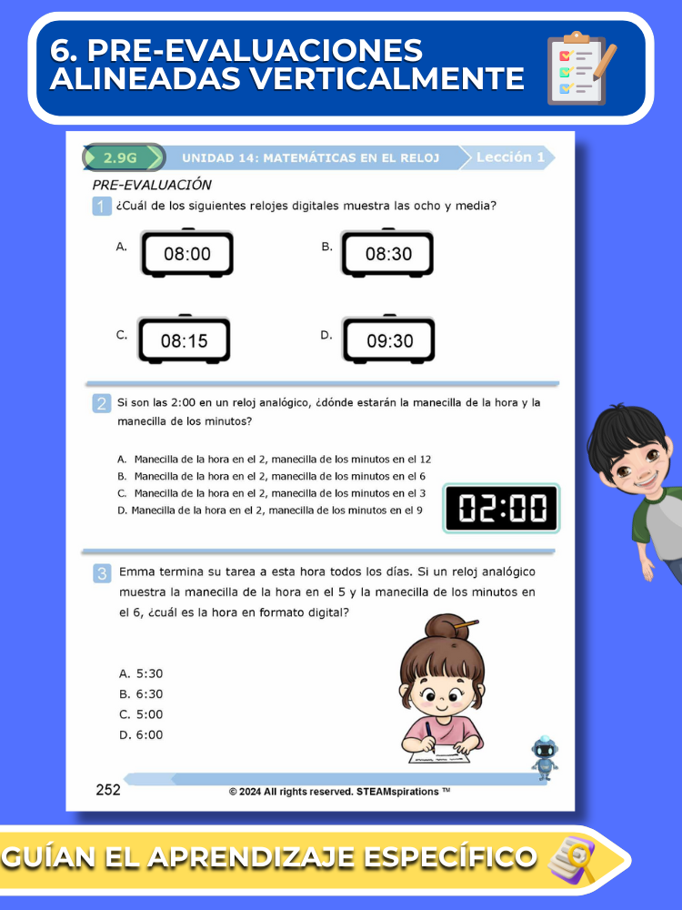 ¡Mathtástico! 2do Grado Unidad 14: Matemáticas En El Reloj - Libro Electrónico
