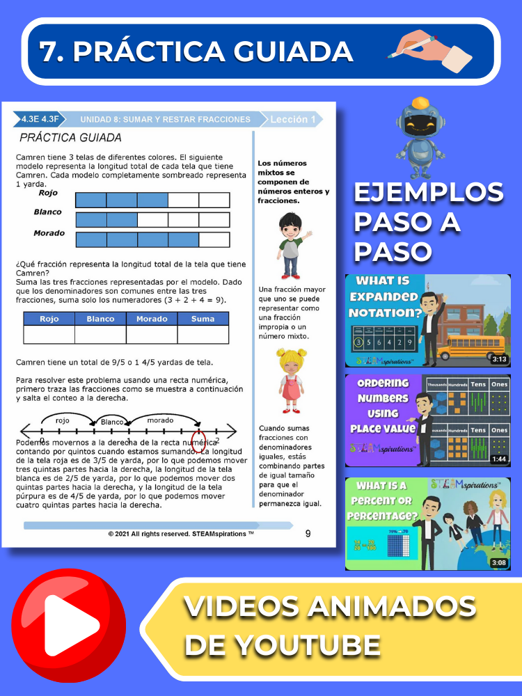 ¡Mathtástico! 4to Grado Unidad 8: SUMAR Y RESTAR FRACCIONES - Libro Electrónico