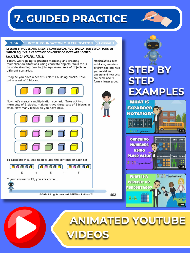 Mathtastico! 2nd Grade Math Bundle Unit 8 Foundation Multiplication - E-Book
