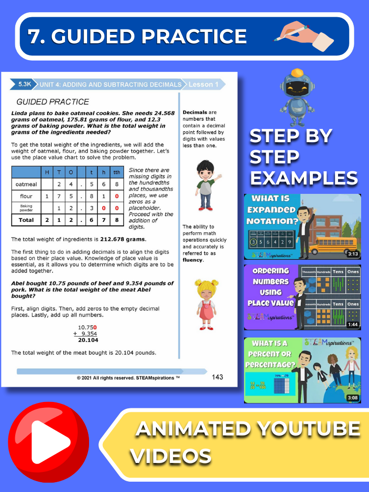 Mathtastico! 5th Grade Math Bundle Unit 4 Adding & Subtracting Decimals - E-Book