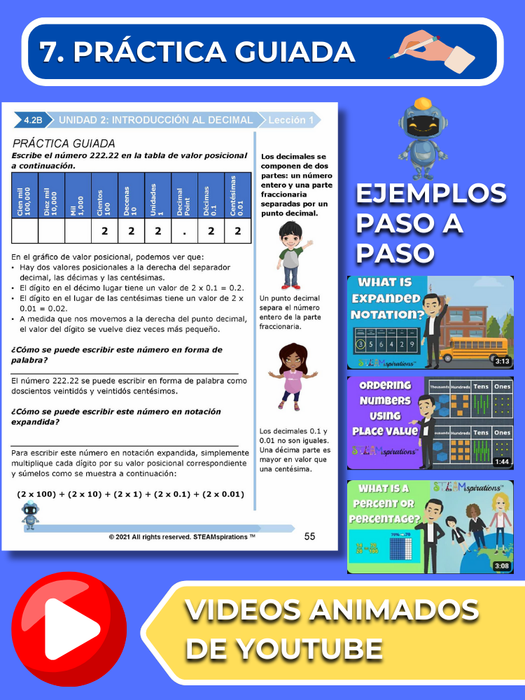 ¡Mathtástico! 4to Grado Unidad 2: INTRODUCCIÓN A LOS DECIMALES - Libro Electrónico