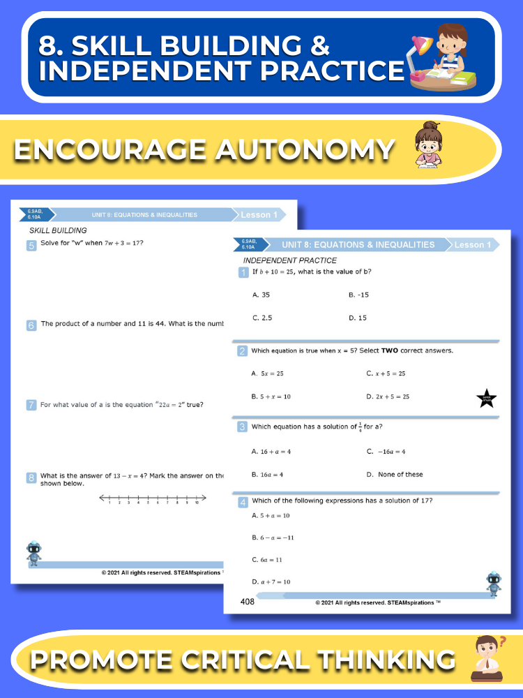 Mathtastico! 6th Math Bundle Unit 8 Equations & Inequalities - E-Book
