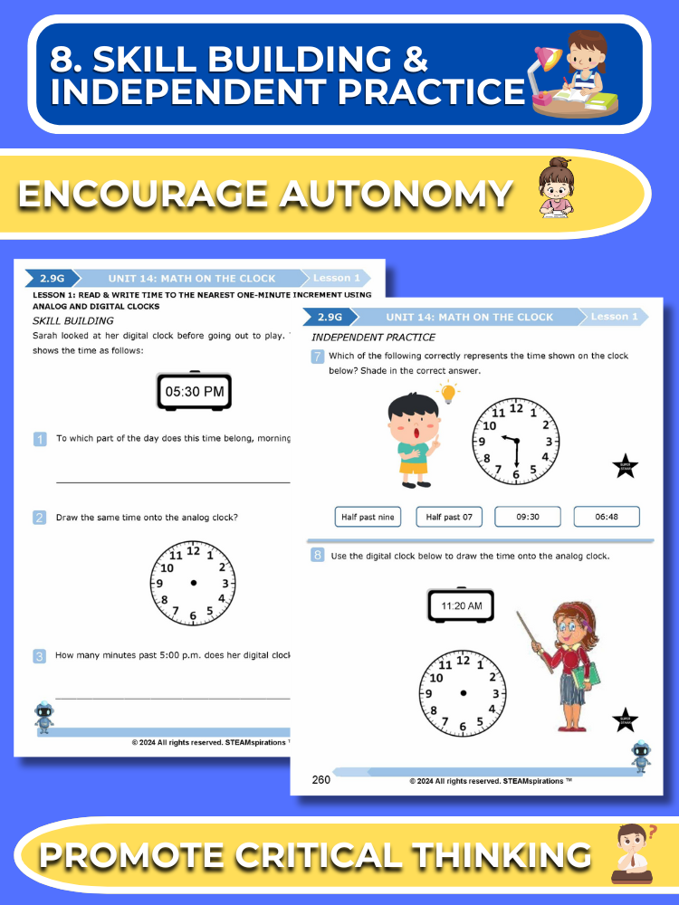 Mathtastico! 2nd Grade Math Bundle Unit 14 Math On The Clock - E-Book