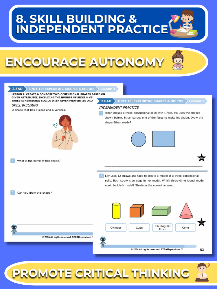Mathtastico! 2nd Grade Math Bundle Unit 10 Exploring Shapes & Solids - E-Book