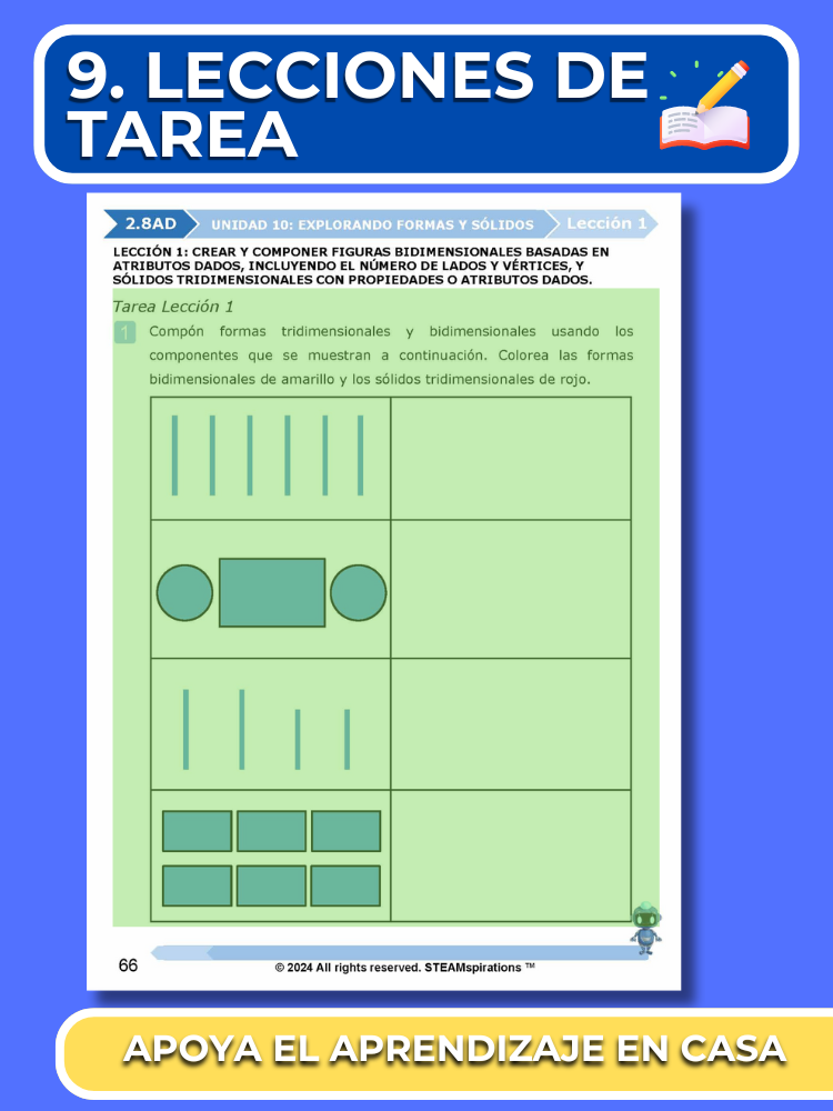 ¡Mathtástico! 2do Grado Unidad 10: Explorando Formas y Sólidos- Libro Electrónico