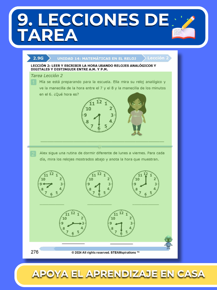 ¡Mathtástico! 2do Grado Unidad 14: Matemáticas En El Reloj - Libro Electrónico