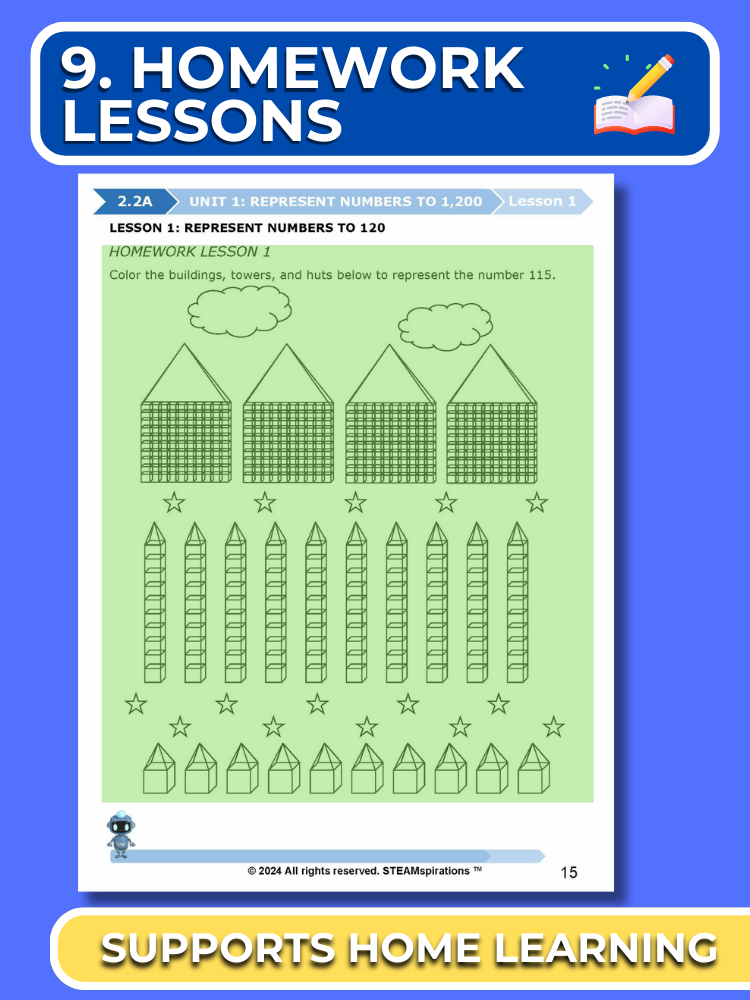Mathtastico! 2nd Grade Math Bundle Unit 1 Represent Numbers To 1,200 - E-Book