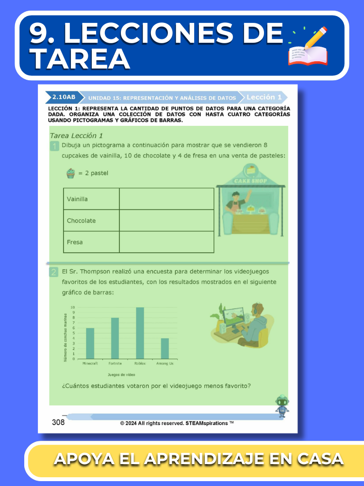 ¡Mathtástico! 2do Grado Unidad 15: Representación y Análisis De Datos- Libro Electrónico