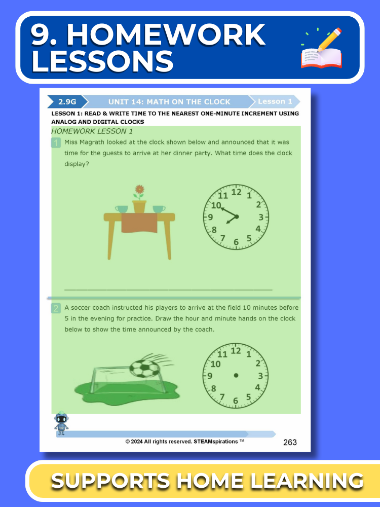 Mathtastico! 2nd Grade Math Bundle Unit 14 Math On The Clock - E-Book