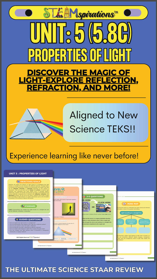 5th Grade Unit 5 – Properties of Light – STEAMspirations Level Up 2.0