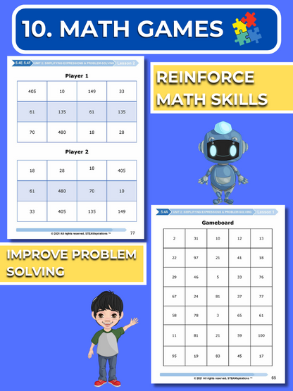 Mathtastico 5th Grade Math Bundle Unit 2 Simplifying Expressions-Problem Solving - E-Book