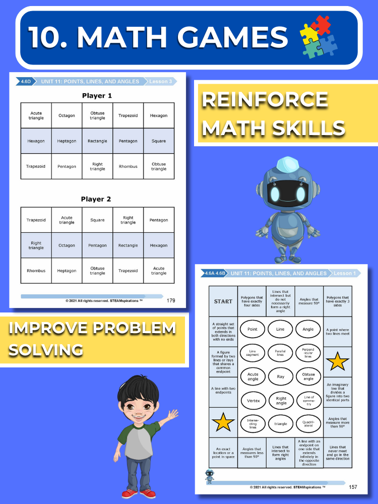 Mathtastico! 4th Grade Math Bundle Unit 11 Points, Lines, And Angles - E-Book