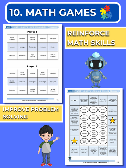 Mathtastico! 4th Grade Math Bundle Unit 11 Points, Lines, And Angles - E-Book