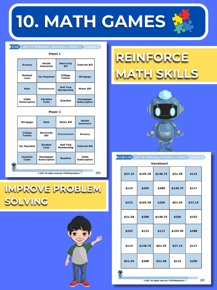 Mathtastico! 4th Grade Math Bundle Unit 13 Personal Financial Literacy - E-Book