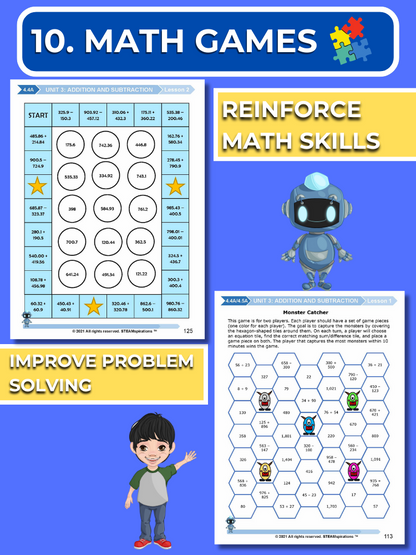 Mathtastico! 4th Grade Math Bundle Unit 3 Addition & Subtraction - E-Book