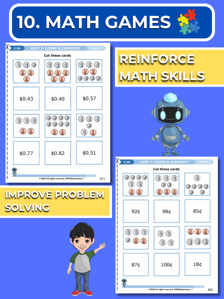 Mathtastico! 2nd Grade Math Bundle Unit 7 Coins & Currency - E-Book