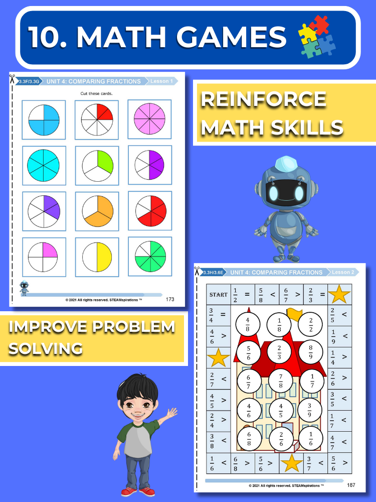 Mathtastico! 3rd Grade Math Bundle Unit 4 Comparing Fractions - E-Book