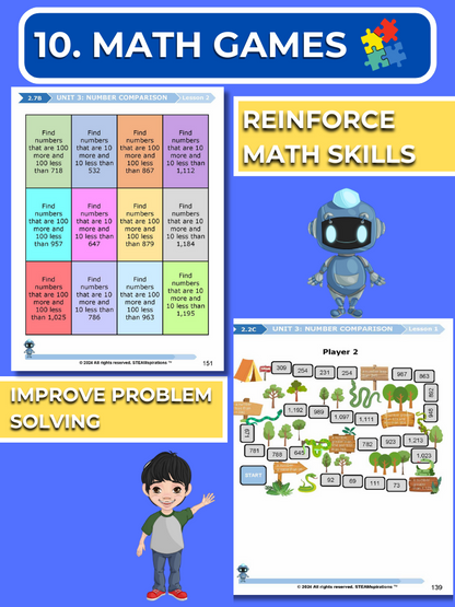 Mathtastico! 2nd Grade Math Bundle Unit 3 Number Comparisons - E-Book