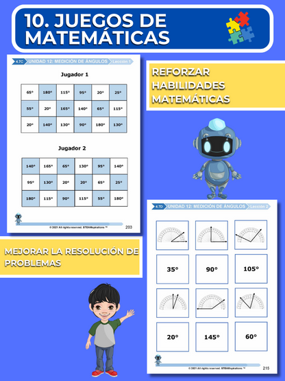 ¡Mathtástico! Paquete de Matemáticas de 4to Grado Unidad 12: ÁNGULOS DE MEDICIÓN - Libro Electrónico