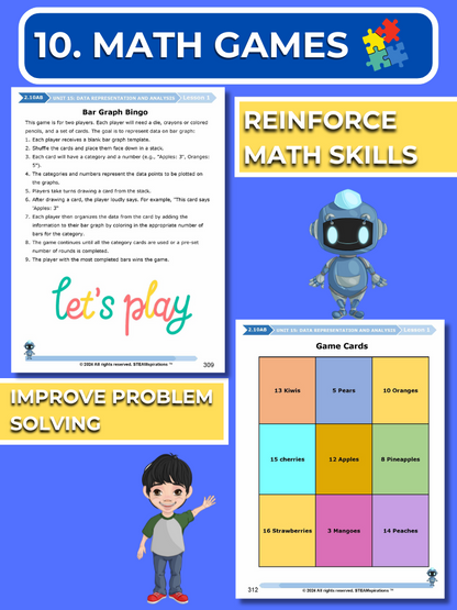 Mathtastico! 2nd Grade Math Bundle Unit 15 Data Representation & Analysis - E-Book