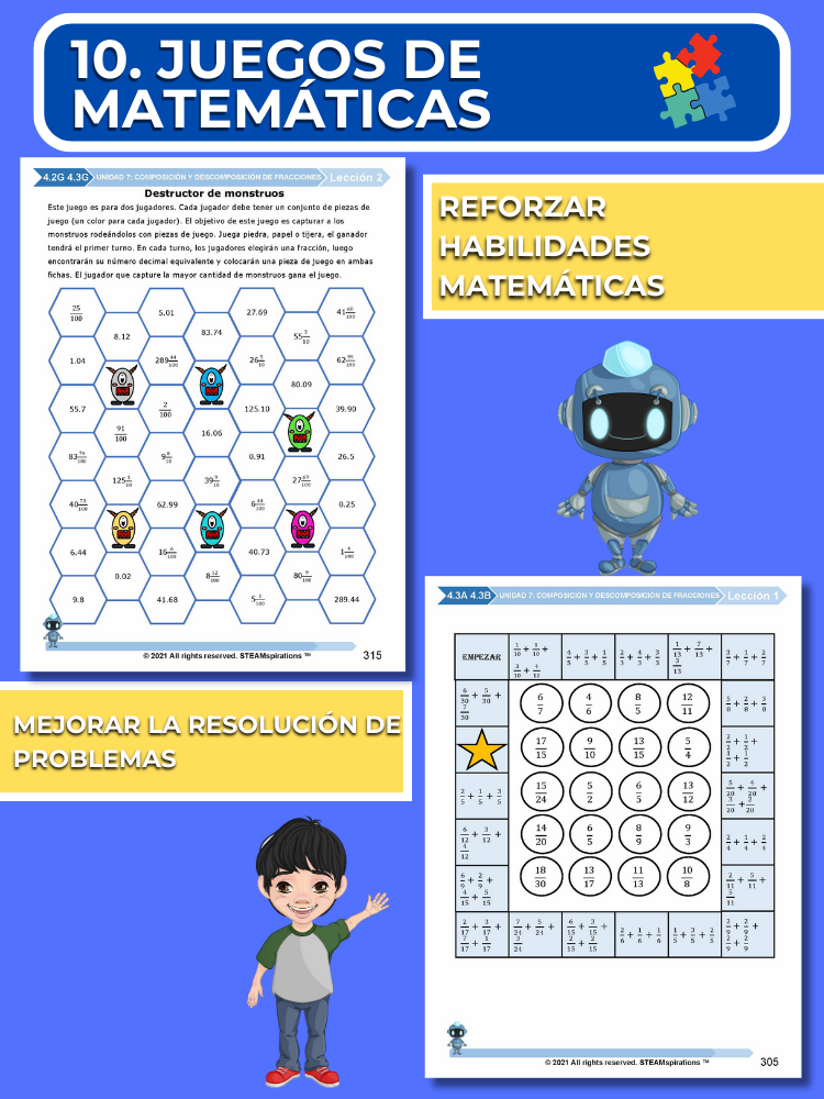 ¡Mathtástico! 4to Grado Unidad 7: COMPOSICIÓN Y DESCOMPOSICIÓN DE FRACCIONES - Libro Electrónico