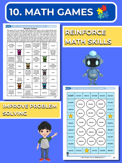 Mathtastico! 4th Grade Math Bundle Unit 1 Place Value of Whole Numbers - E-Book