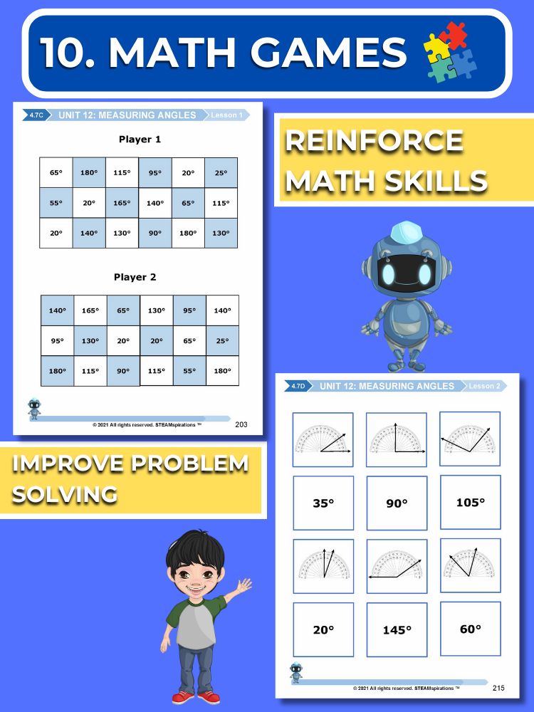 Mathtastico! 4th Grade Math Bundle Unit 12 Measuring Angles - E-Book