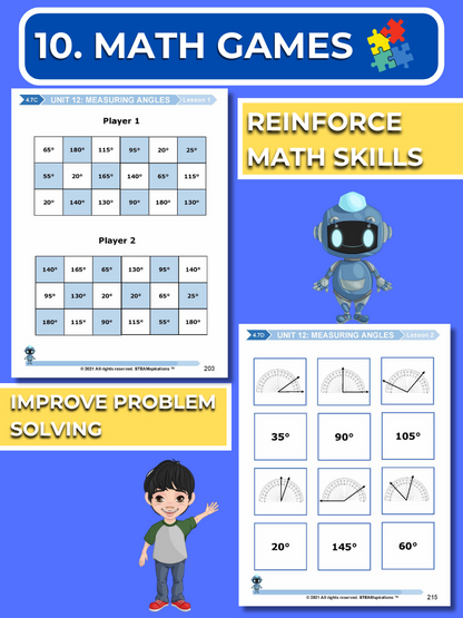 Mathtastico! 4th Grade Math Bundle Unit 12 Measuring Angles - E-Book