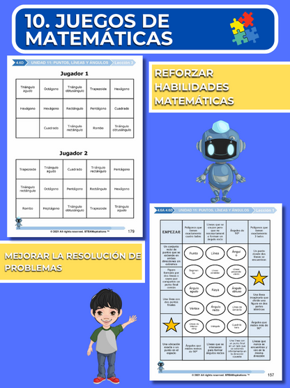 ¡Mathtástico! 4to Grado Unidad 11: PUNTOS, LÍNEAS Y ÁNGULOS - Libro Electrónico