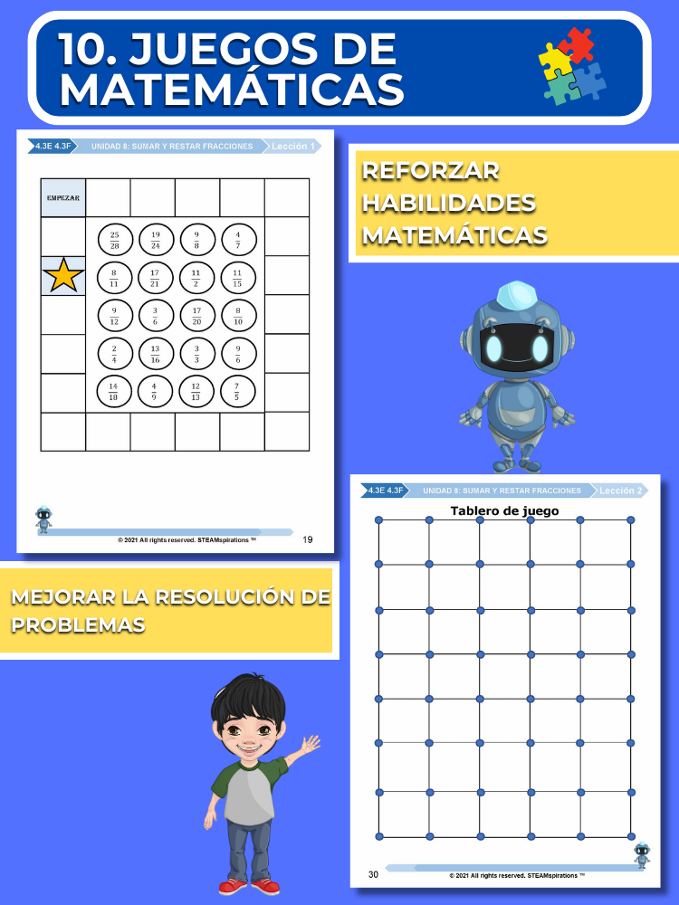 ¡Mathtástico! 4to  Grado Unidad 8: SUMAR Y RESTAR FRACCIONES - Libro Electrónico