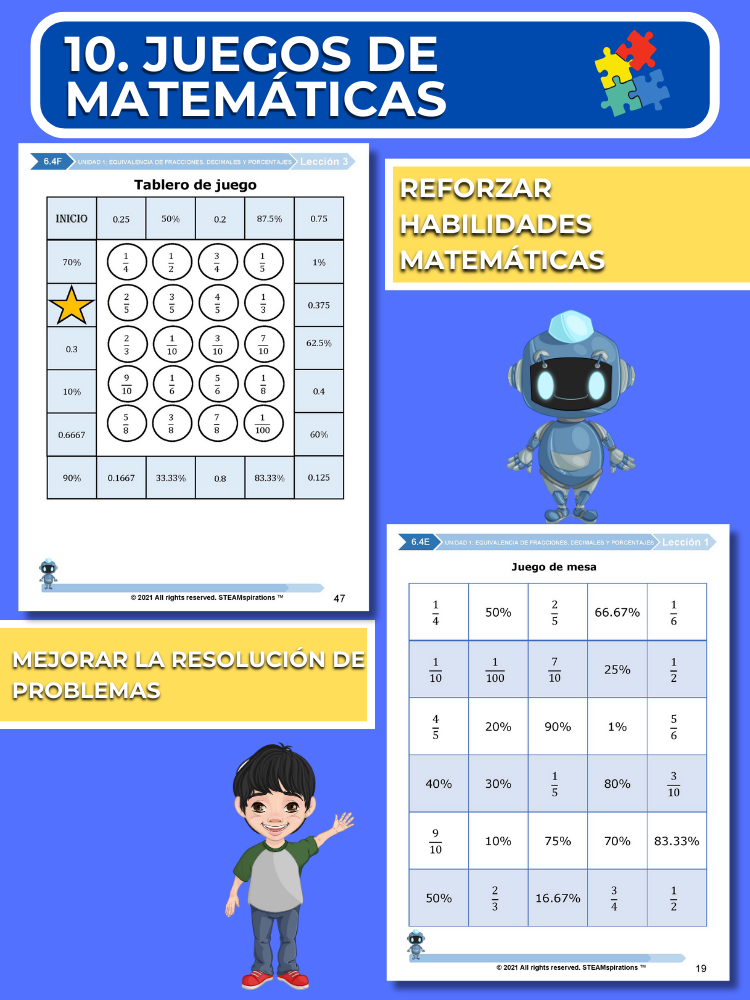 ¡Mathtástico! 6to Grado Unidad 1: Equivalencia de Fracciones, Decimales y Porcentajes - Libro Electrónico