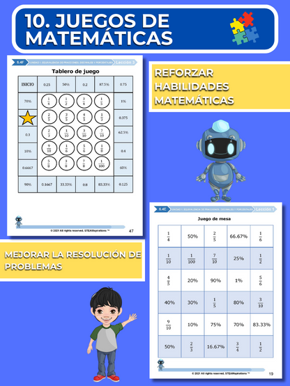 ¡Mathtástico! 6to Grado Unidad 1: Equivalencia de Fracciones, Decimales y Porcentajes - Libro Electrónico