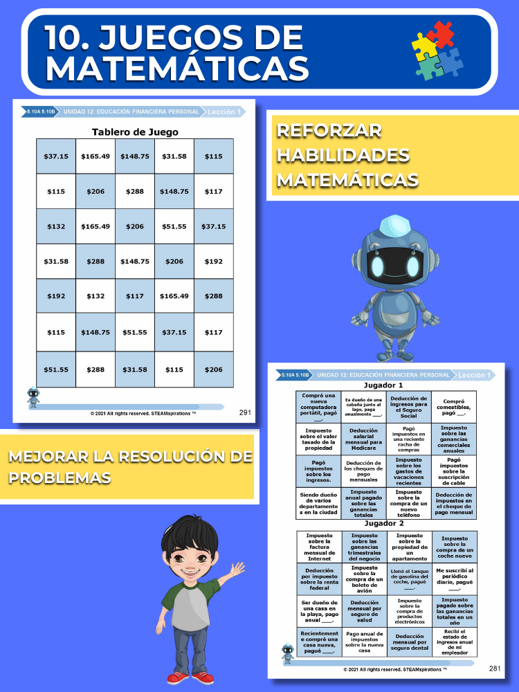 ¡Mathtástico! 5to Grado Unidad 12: EDUCACIÓN FINANCIERA PERSONAL - Libro Electrónico