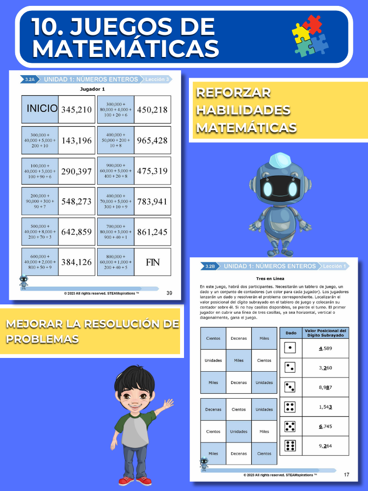 ¡Mathtástico! Paquete de Matemáticas de 3er Grado Unidad 1: NÚMEROS ENTEROS - Libro Electrónico